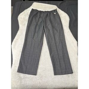 New Briggs New York Womens Gray Plaid Pull On Dress Pants Plus‎ Size 18